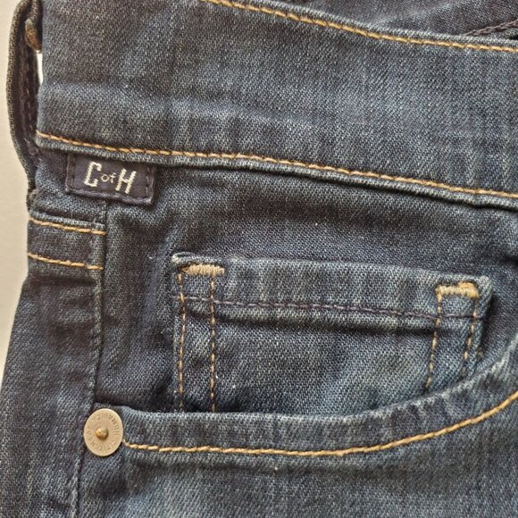 CITIZENS OF HUMANITY SZ 27 (29"W) Short Amber Bootcut Dark Wash Distress Jeans - Picture 3 of 11